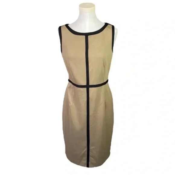 CALVIN KLEIN EUC WOMENS DRESS TAN BLACK FALL WINTER DRESSES CASUAL HOLIDAY SZ 8 - Picture 3 of 8